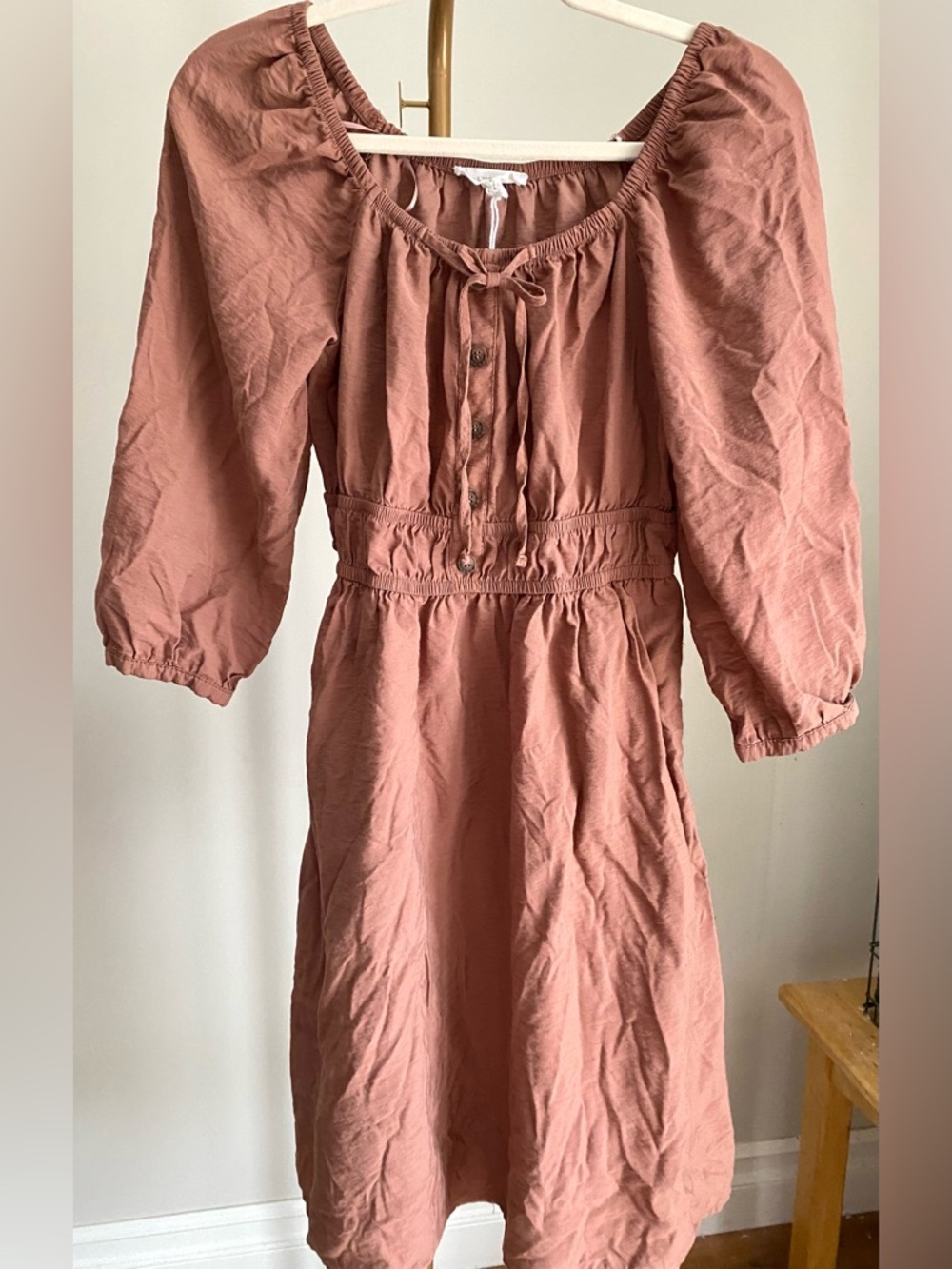 Lucky Brand Women’s Peasant Midi Dress in Dusty Rose